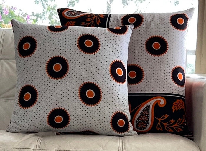 Orange Black & White Cushion Covers