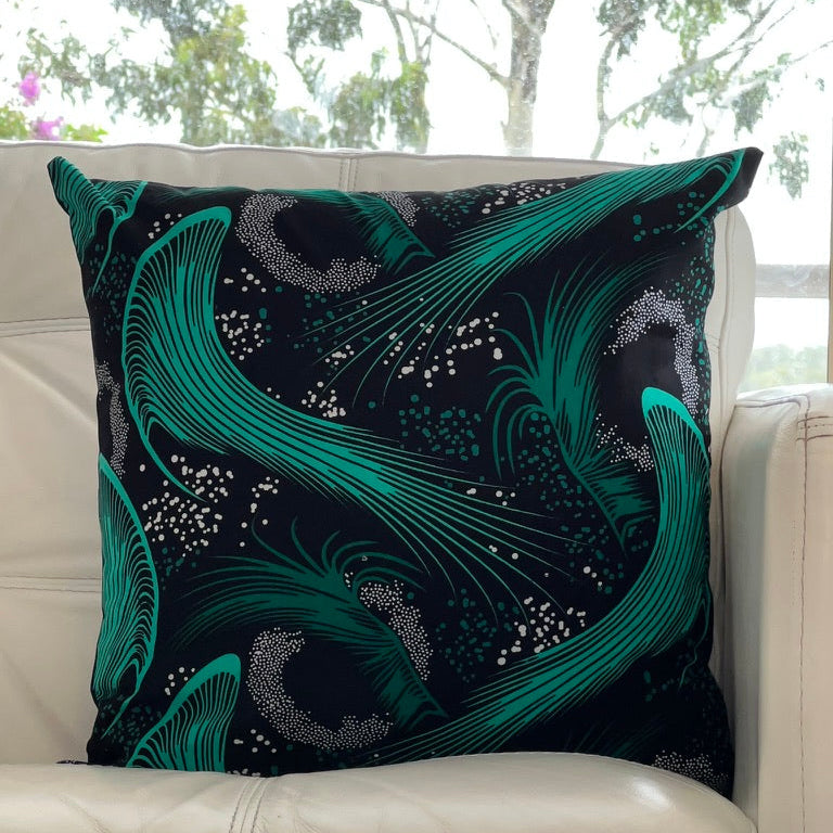 Emerald Swell · Printed Cotton Cushion
