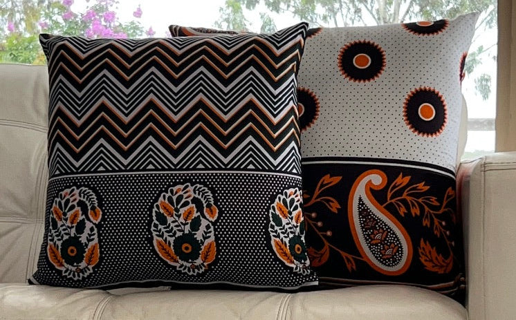 Orange Black & White Cushion Covers