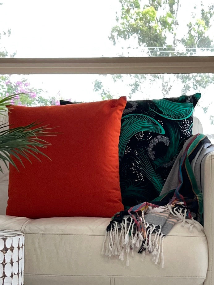 Emerald Swell · Printed Cotton Cushion