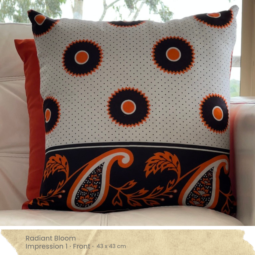 Orange Black & White Cushion Cover - Front