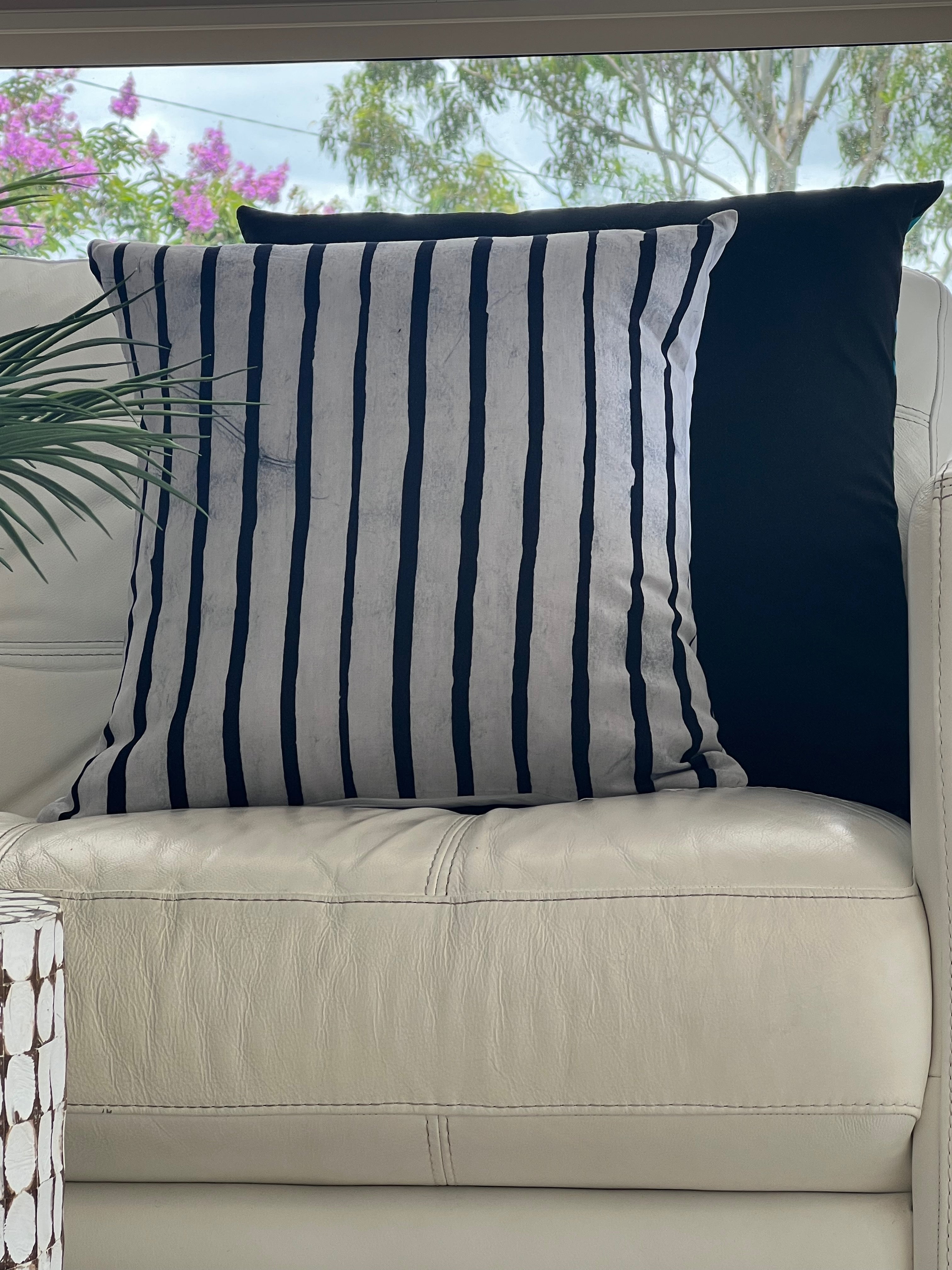 Black & White Stripe Cushion Cover and Black Cushion Cover