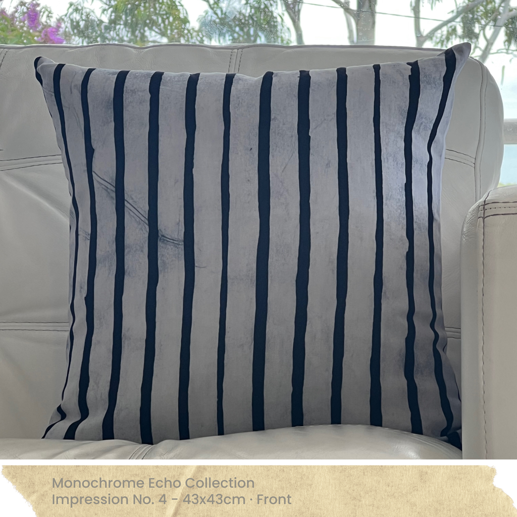 Black & White Stripe Cushion Cover - Front