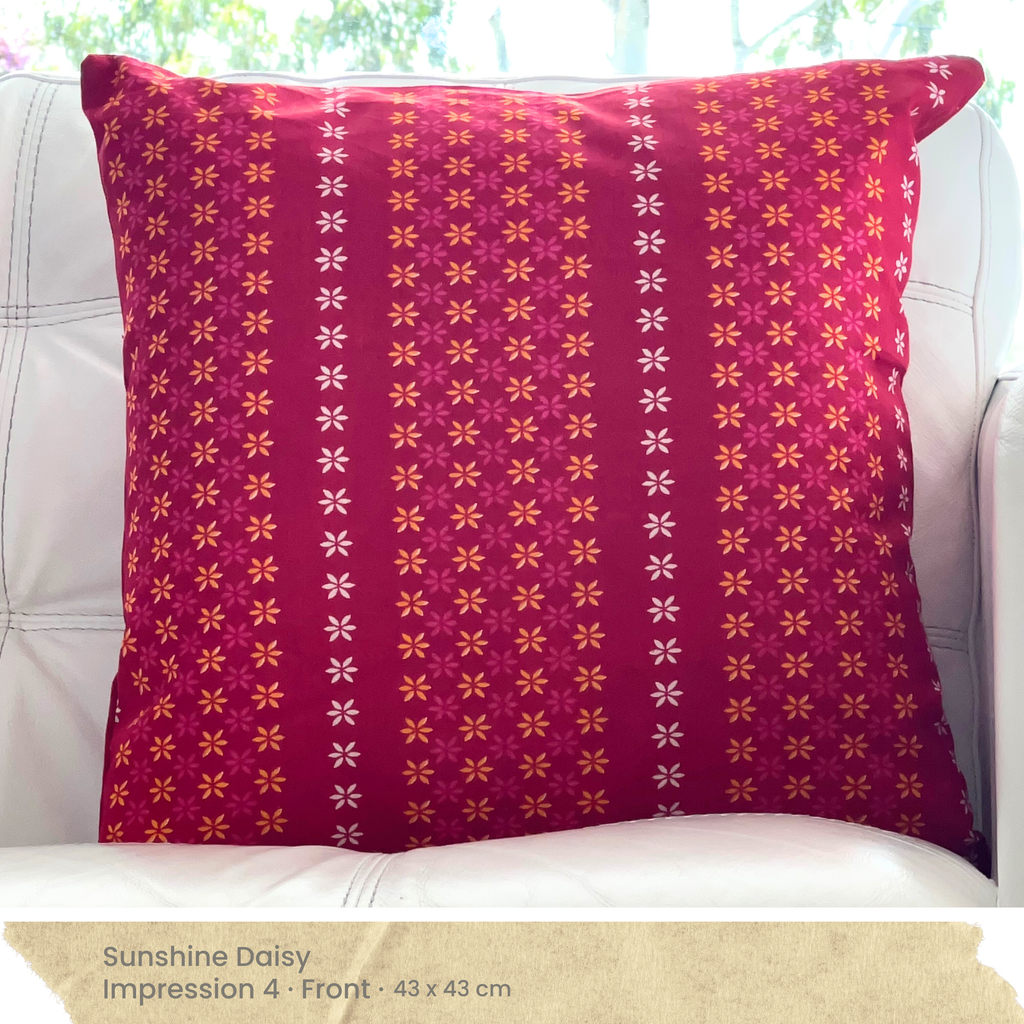 Red Pink Yellow & White Cushion Cover - Front
