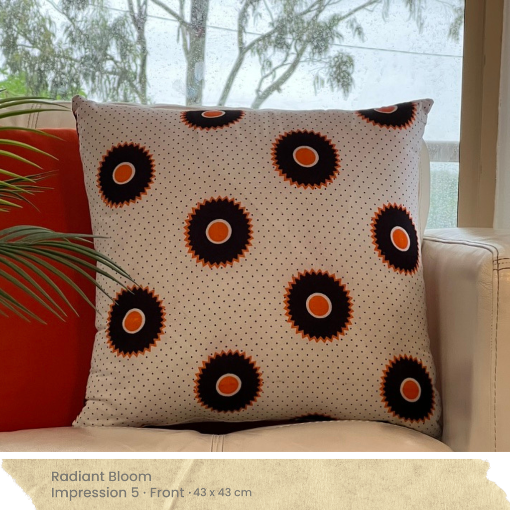 Orange Black & White Cushion Cover - Front