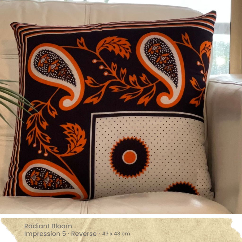 Orange Black & White Cushion Cover - Reverse