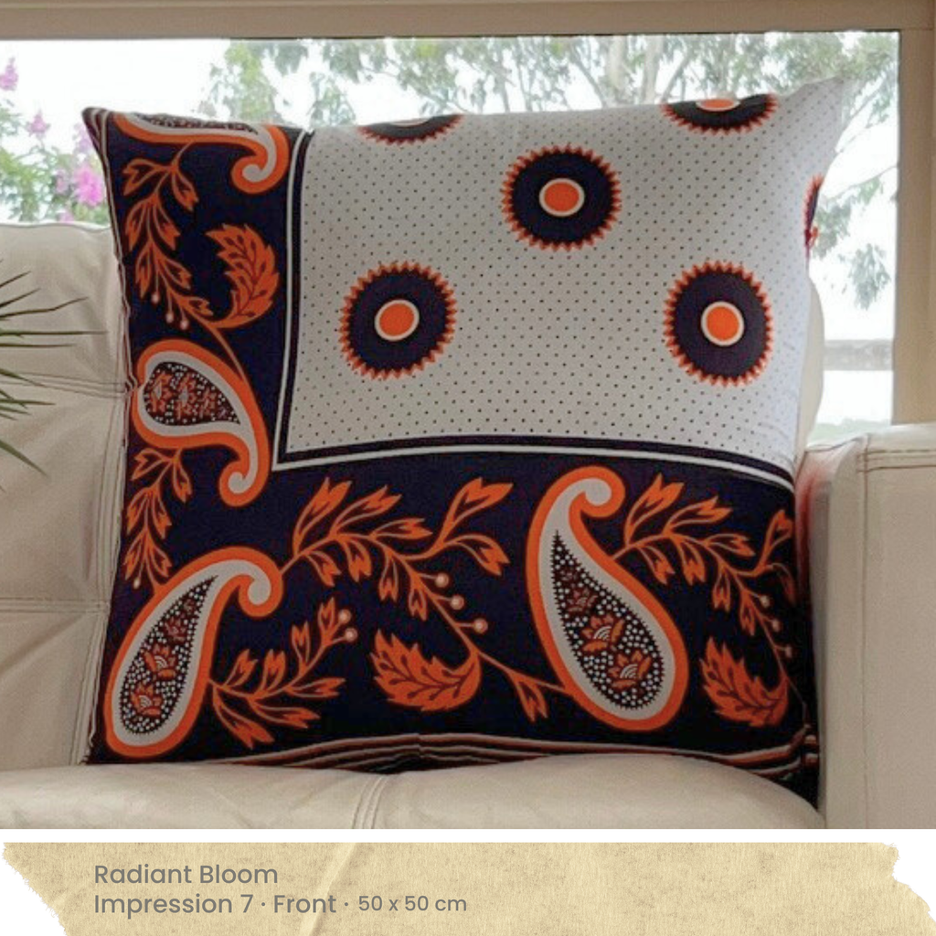 Orange Black & White Cushion Cover - Front