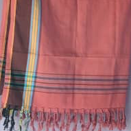 Coral Cream & Black Throw Rug Closeup