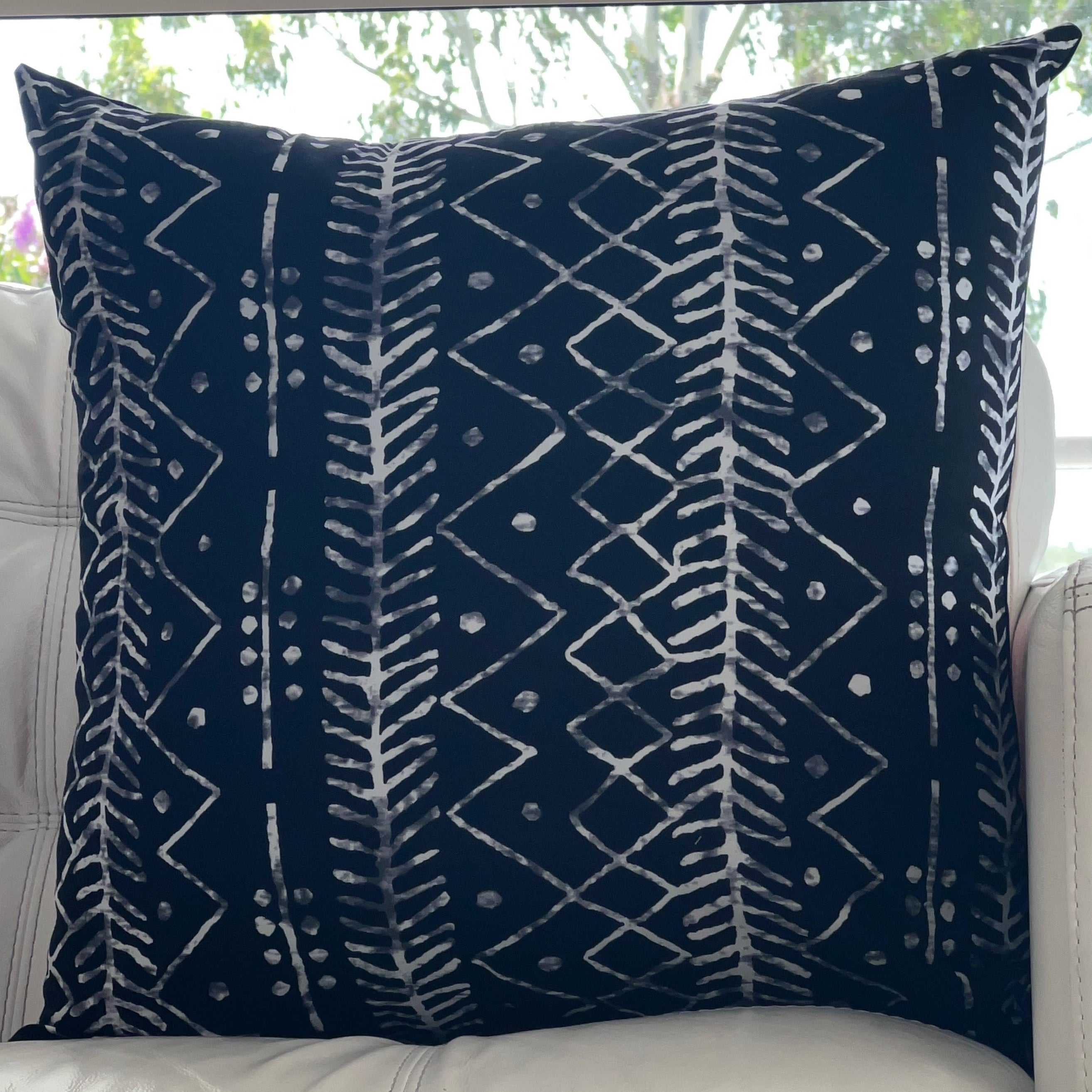 Black & White Zigzag Mudcloth Cushion Cover - Front