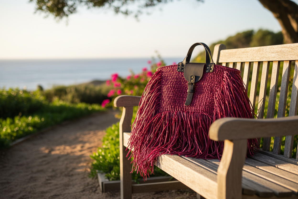 Bag on outdoor bench - no lining visible