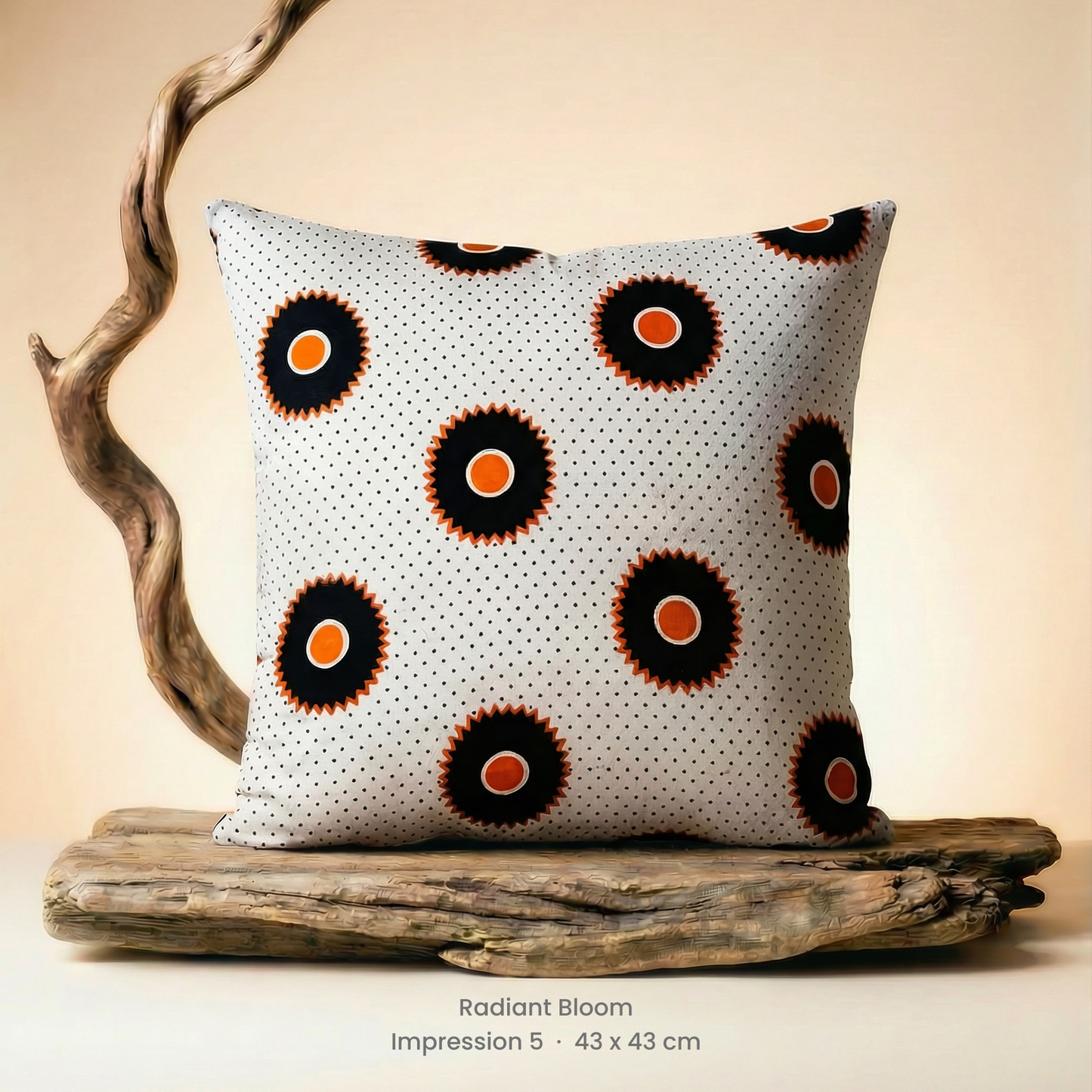 Radiant Bloom · African Print Cotton Cushion